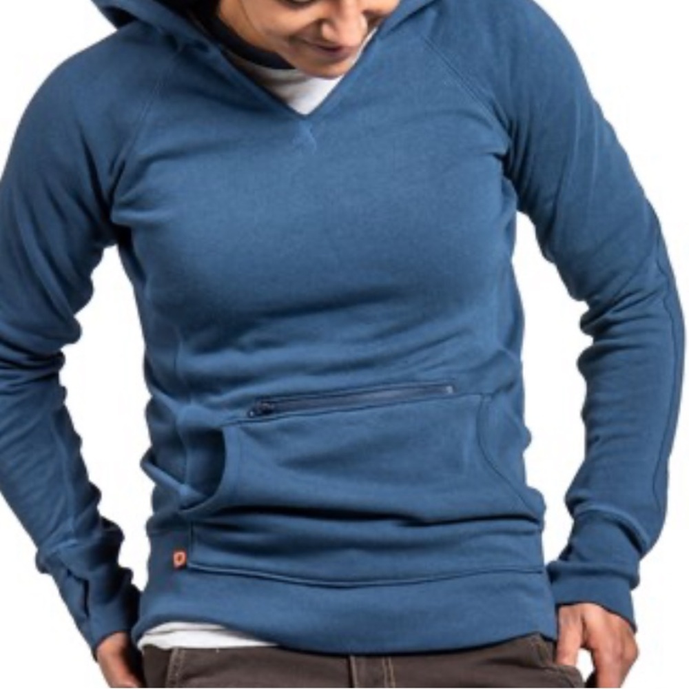 Dovetail Anna Pullover Hoodie Blue XXL Zip Pocket Workwear